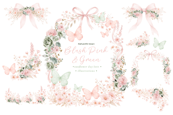 Download Blush Pink &amp; Sage Wildflowers Clipart, - Wild Collection