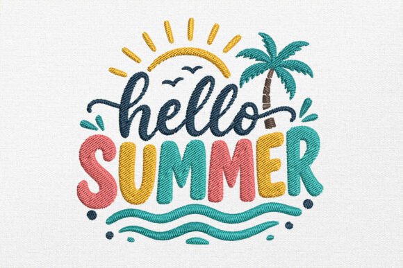 Download Hello Summer Embroidery Design - Summer embroidery Collection