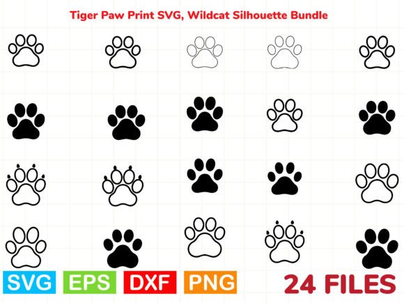 Download Tiger Paw Print SVG, Wildcat Silhouette - Wild Collection