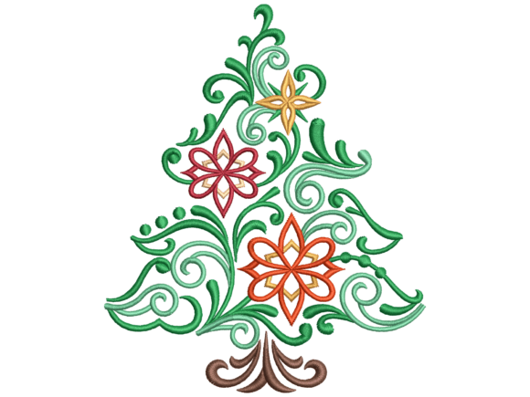 Download Floral Christmas Tree Machine Embroidery - Machine embroidery Collection