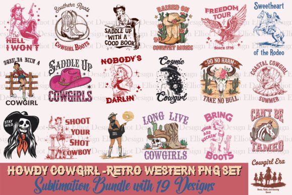 Download Howdy Cowgirl Retro Western PNG Bundle - Western png bundle Collection