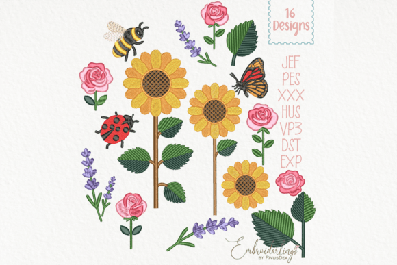 Download 16 Floral Summer Embroidery Designs File - Summer embroidery Collection