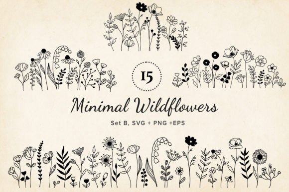 Download 15 Handdrawn Wildflower Arrangements SVG - Wild Collection