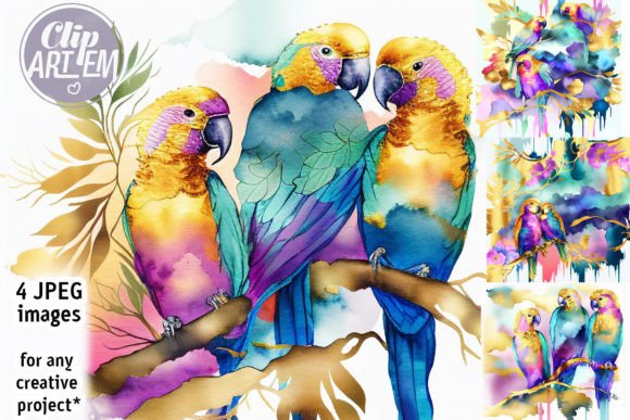 Download Tropical Parrots Painting Artwork Images - Premium Resources