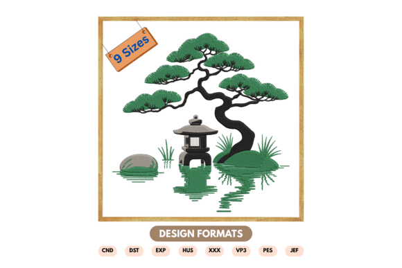 Download Japanese Zen Garden Embroidery Design - Garden embroidery Collection
