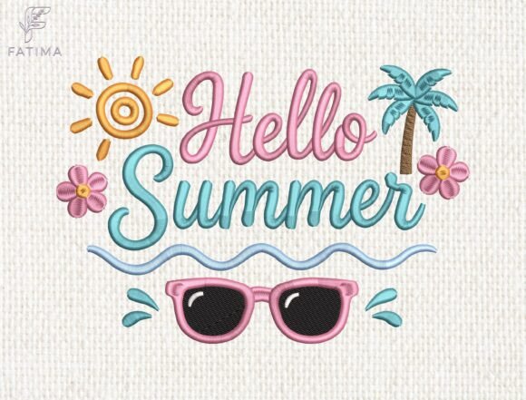 Download Hello Summer Embroidery Design - Summer embroidery Collection