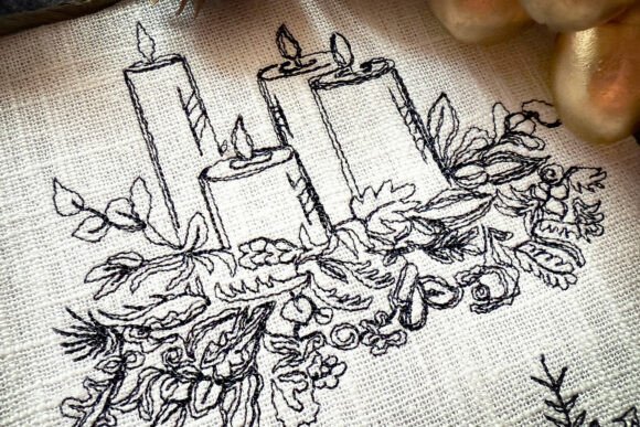 Download Christmas Candles Machine Embroidery - Machine embroidery Collection