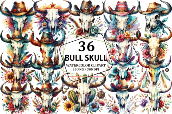 Download Bull Skull Clipart Western PNG Bundle - Western png bundle Collection