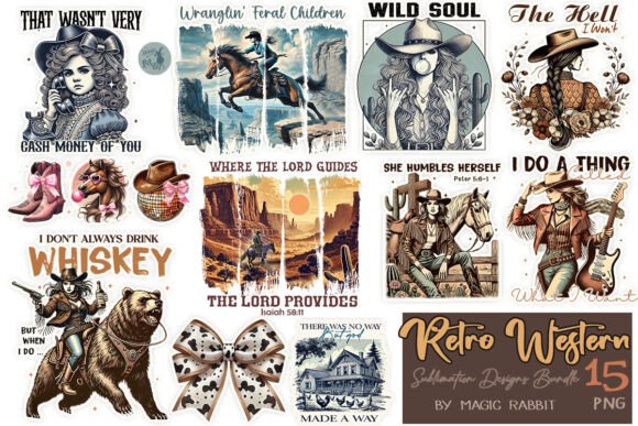 Download Retro Western PNG Bundle - Western png bundle Collection