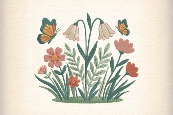 Download Spring Flower Garden Embroidery Design - Premium Resources