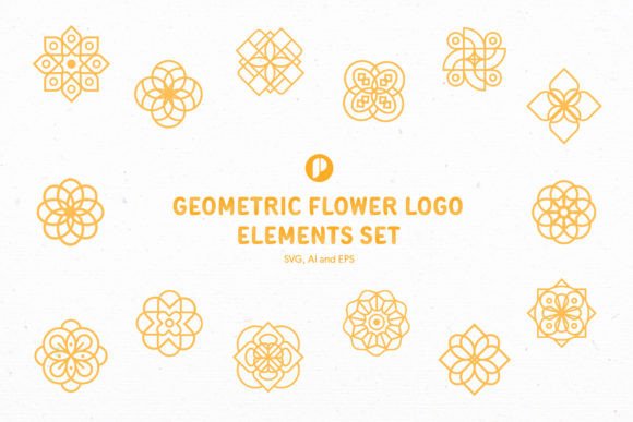 Download Geometric Flower Logo Elements Set - Logo elements Collection