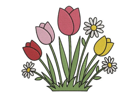 Download Tulip and Daisy Garden Embroidery - Premium Bundle