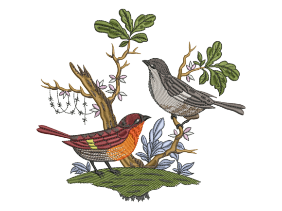 Download Robin and Sparrow Garden Embroidery - Garden embroidery Collection