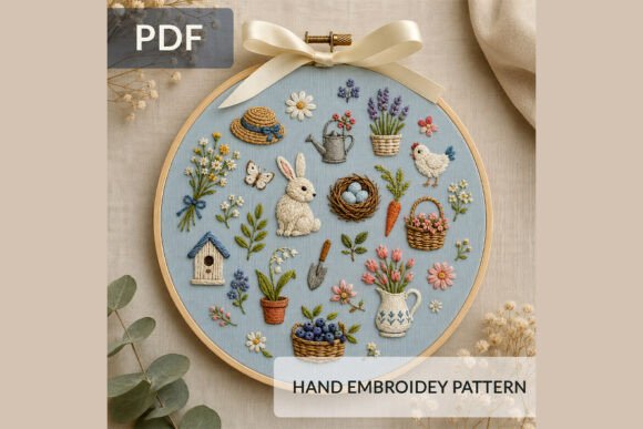 Download Spring Garden Embroidery Pattern PDF - Garden embroidery Collection